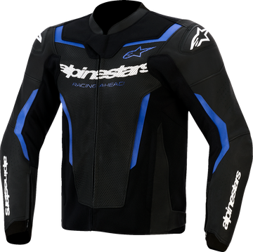 GP Force v2 Leather Airflow Jacket - Black/Metallic Blue - US 38 / EU 48 (1)