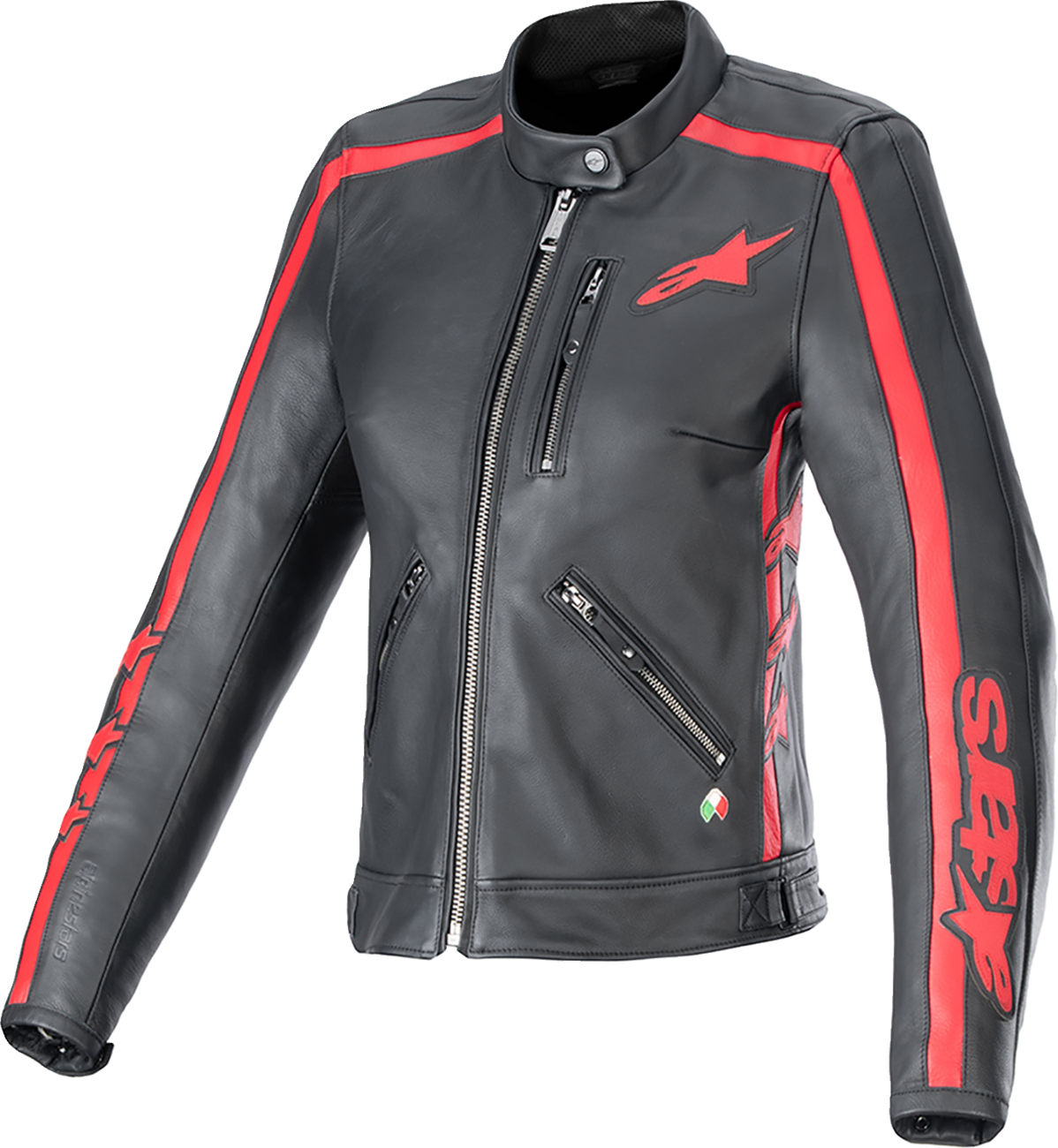 Alpinestars Stella Dyno Leather Jacket - Black/Haute Red