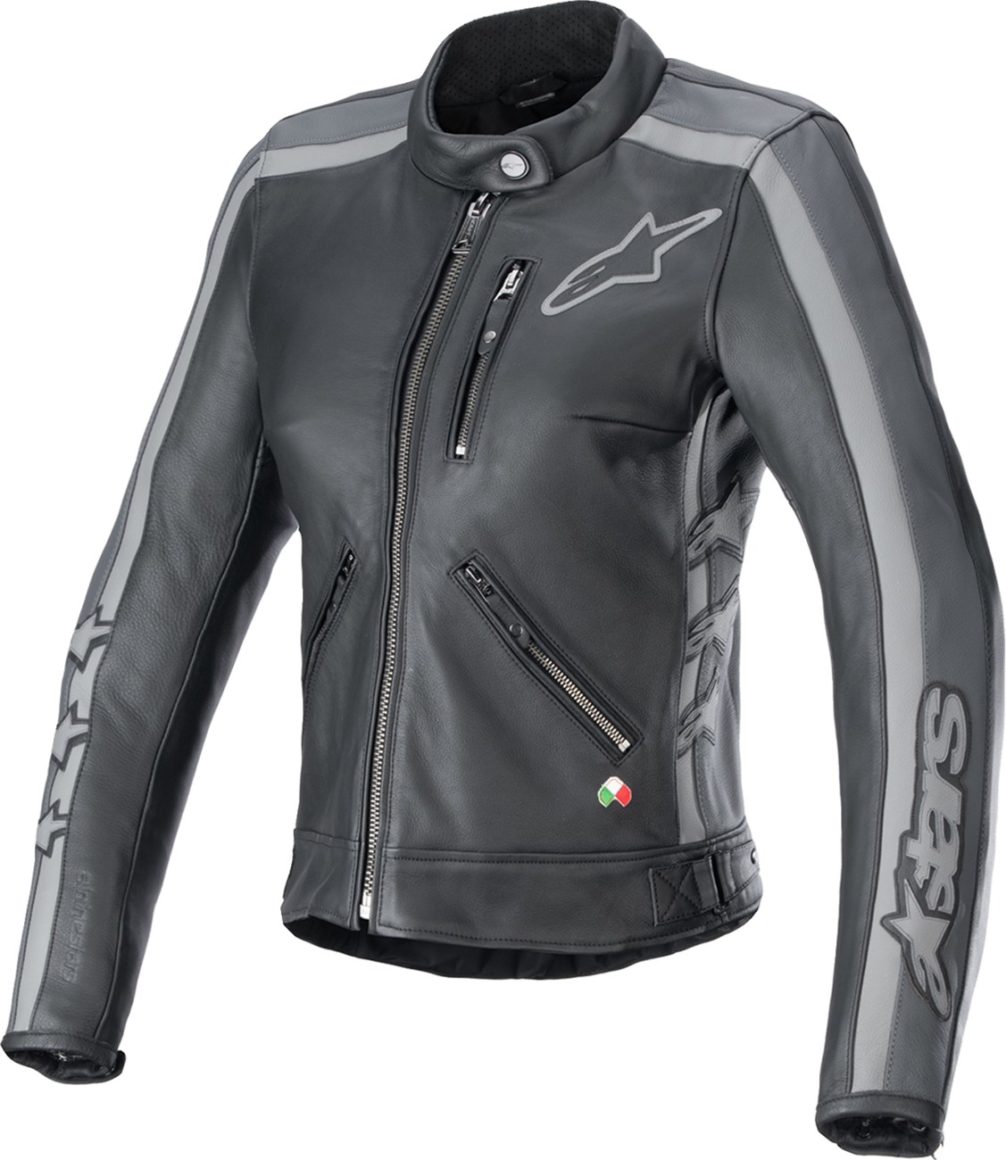 Alpinestars Stella Dyno Leather Jacket - Black Tar Gray/Dark Gray