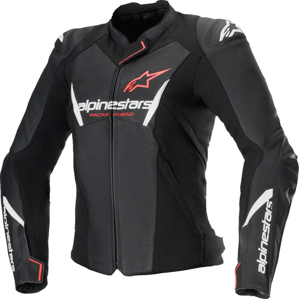 Stella Faster v3 Leather Jacket - Black/White Fluo/Coral - US 2 / EU 38 (1)