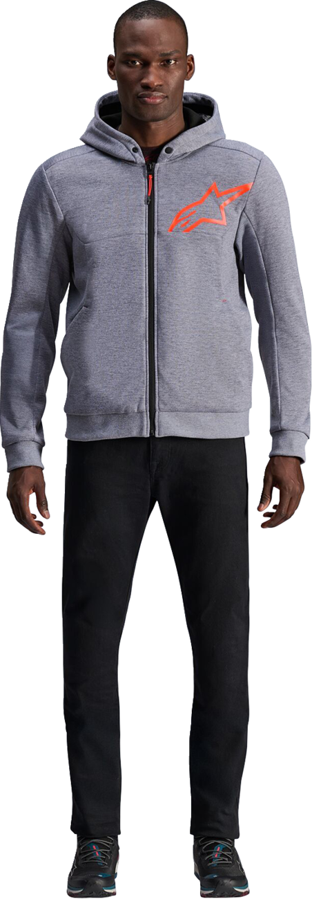 Alpinestars Chrome v2 Sport Hoodie - Heather Gray/Red Fluo