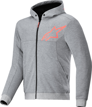 ALPINESTARS Chrome v2 Sport Hoodie - Heather Gray/Red Fluo - Medium