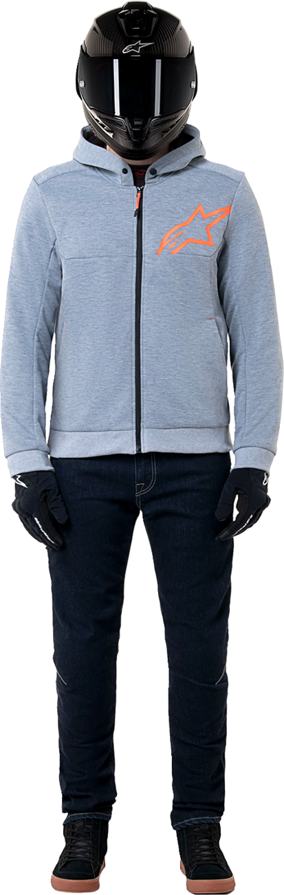 ALPINESTARS Chrome v2 Sport Hoodie - Heather Gray/Red Fluo - Medium