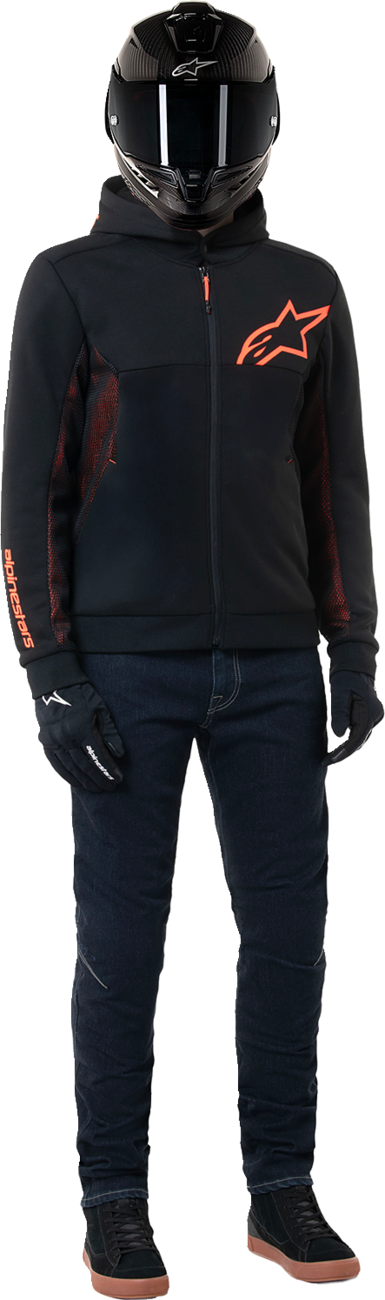 ALPINESTARS Chrome Air Sport Hoodie - Black/Red Fluo - Small