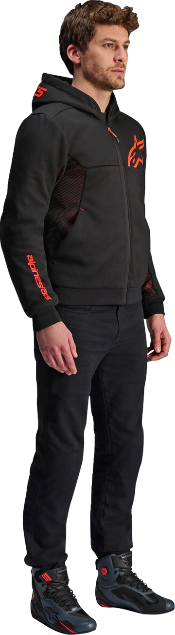 ALPINESTARS Chrome Air Sport Hoodie - Black/Red Fluo - Small