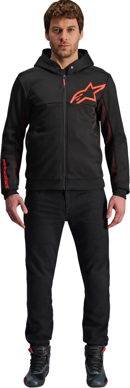 ALPINESTARS Chrome Air Sport Hoodie - Black/Red Fluo - Small