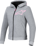 ALPINESTARS Stella Chrome v2 Sport Hoodie - Heather Gray/Fluo Pink - Small