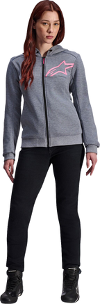 ALPINESTARS Stella Chrome v2 Sport Hoodie - Heather Gray/Fluo Pink - Small