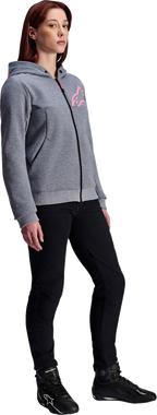 ALPINESTARS Stella Chrome v2 Sport Hoodie - Heather Gray/Fluo Pink - Small