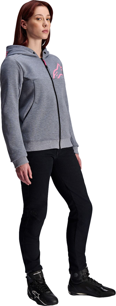 ALPINESTARS Stella Chrome v2 Sport Hoodie - Heather Gray/Fluo Pink - Small