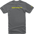 ALPINESTARS Linear Wordmark T-Shirt - Charcoal/Fluorescent Yellow - 2XL