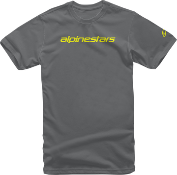 ALPINESTARS Linear Wordmark T-Shirt - Charcoal/Fluorescent Yellow - 2XL
