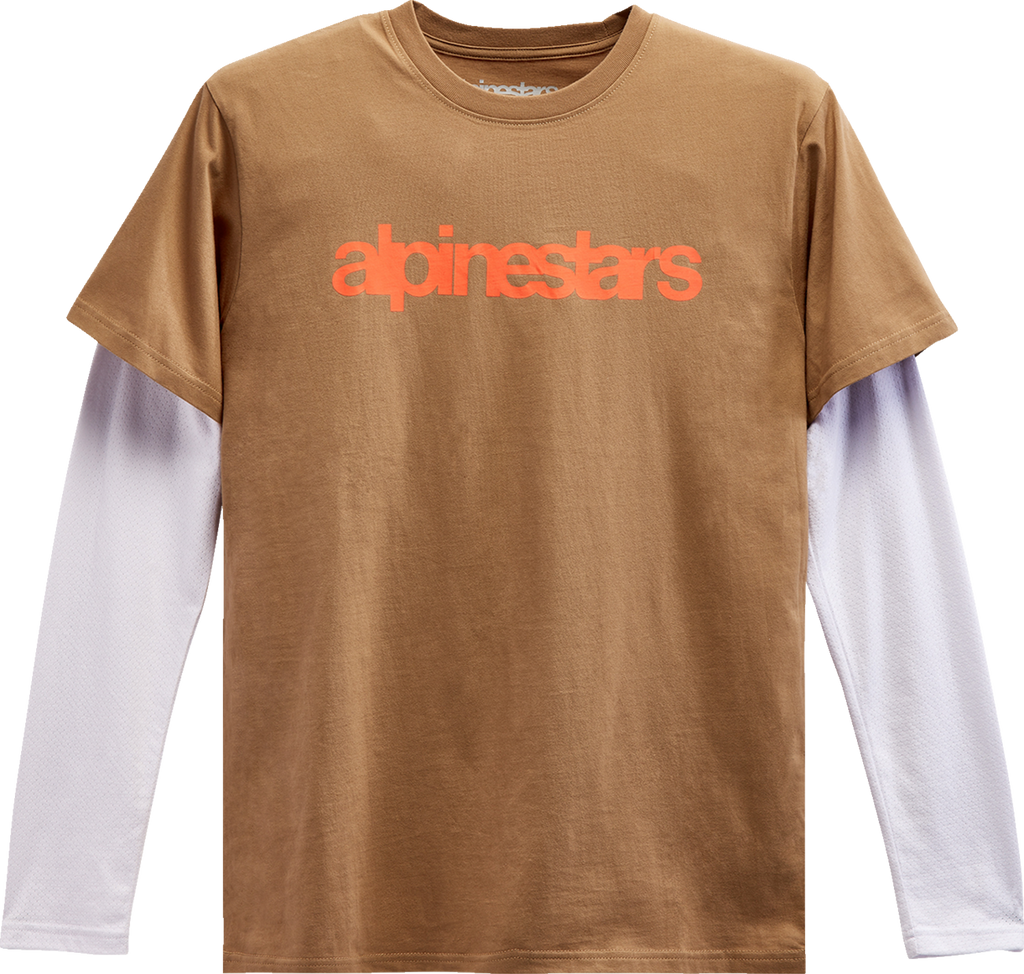 ALPINESTARS Stack Long-Sleeve Knit T-Shirt - Sand/Warm Red - Medium