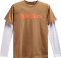 ALPINESTARS Stack Long-Sleeve Knit T-Shirt - Sand/Warm Red - Medium