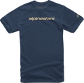 ALPINESTARS Linear Wordmark T-Shirt - Navy/Stone - Medium