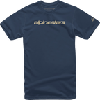 ALPINESTARS Linear Wordmark T-Shirt - Navy/Stone - Medium