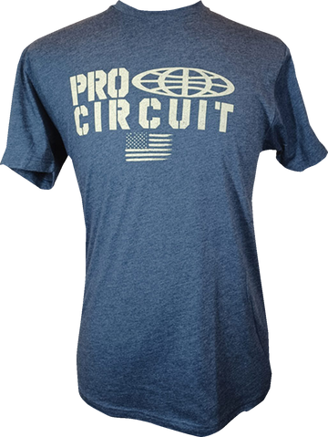PRO CIRCUIT Logo Flag T-Shirt - Heather Navy - Small