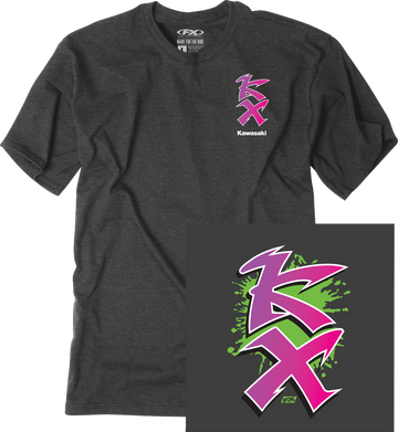 Factory Effex Tee Kawasaki Retro Kx Hthr - Chrome