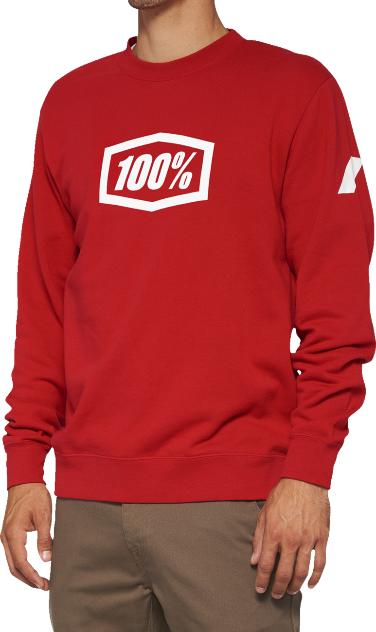 100% Icon Long-Sleeve Fleece Sweatshirt - Red