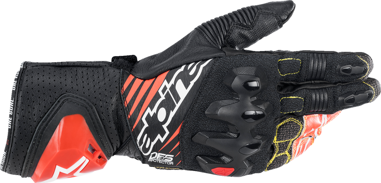 Alpinestars GP Tech v2 Gloves - Black/White/Fluo Red