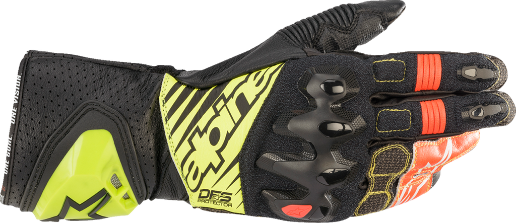 GP Tech V2 S Gloves - Black/Fluo Yellow/White/Fluo Red - Medium (1)