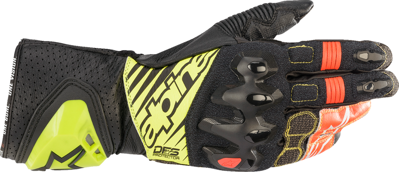GP Tech V2 S Gloves - Black/Fluo Yellow/White/Fluo Red - Medium (1)