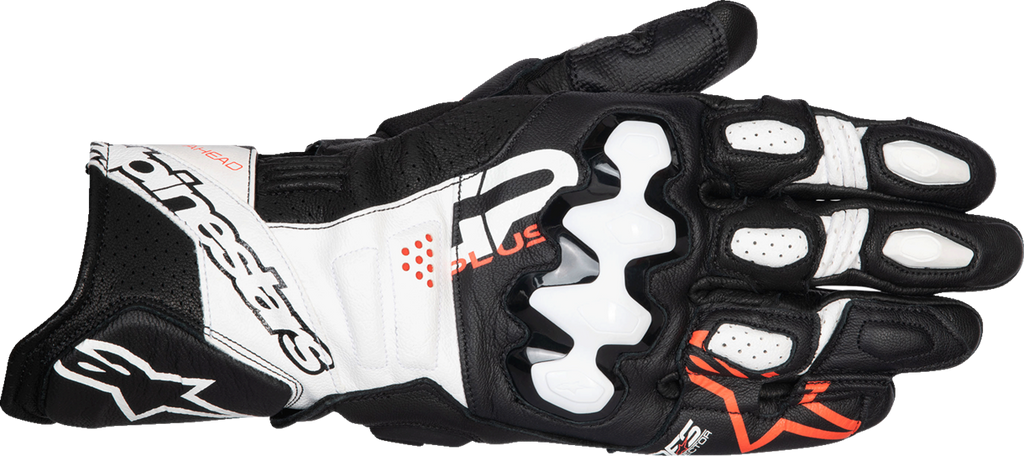 ALPINESTARS GP Plus R V3 Leather Gloves - Black/White/Fluo Red - Small