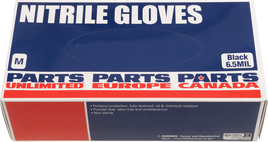 Parts Unlimited Nitrile 6.5MIL Med 100PK Gloves