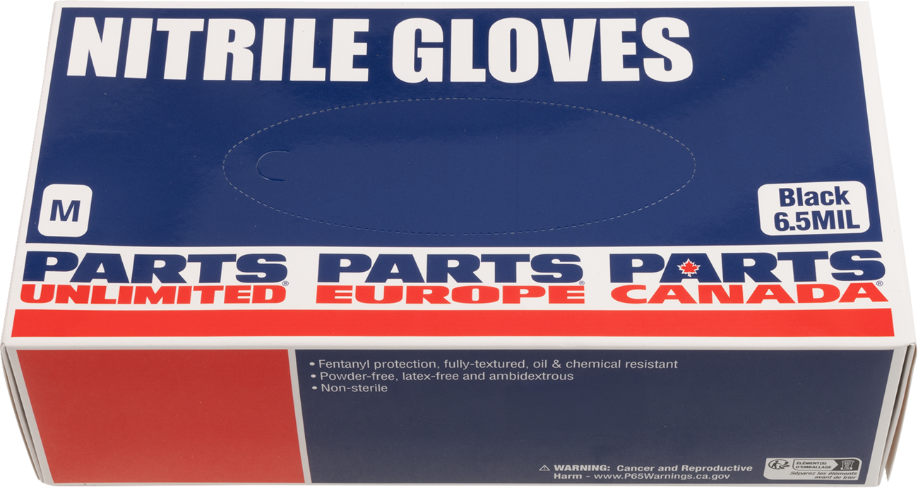 Parts Unlimited Nitrile 6.5MIL Med 100PK Gloves