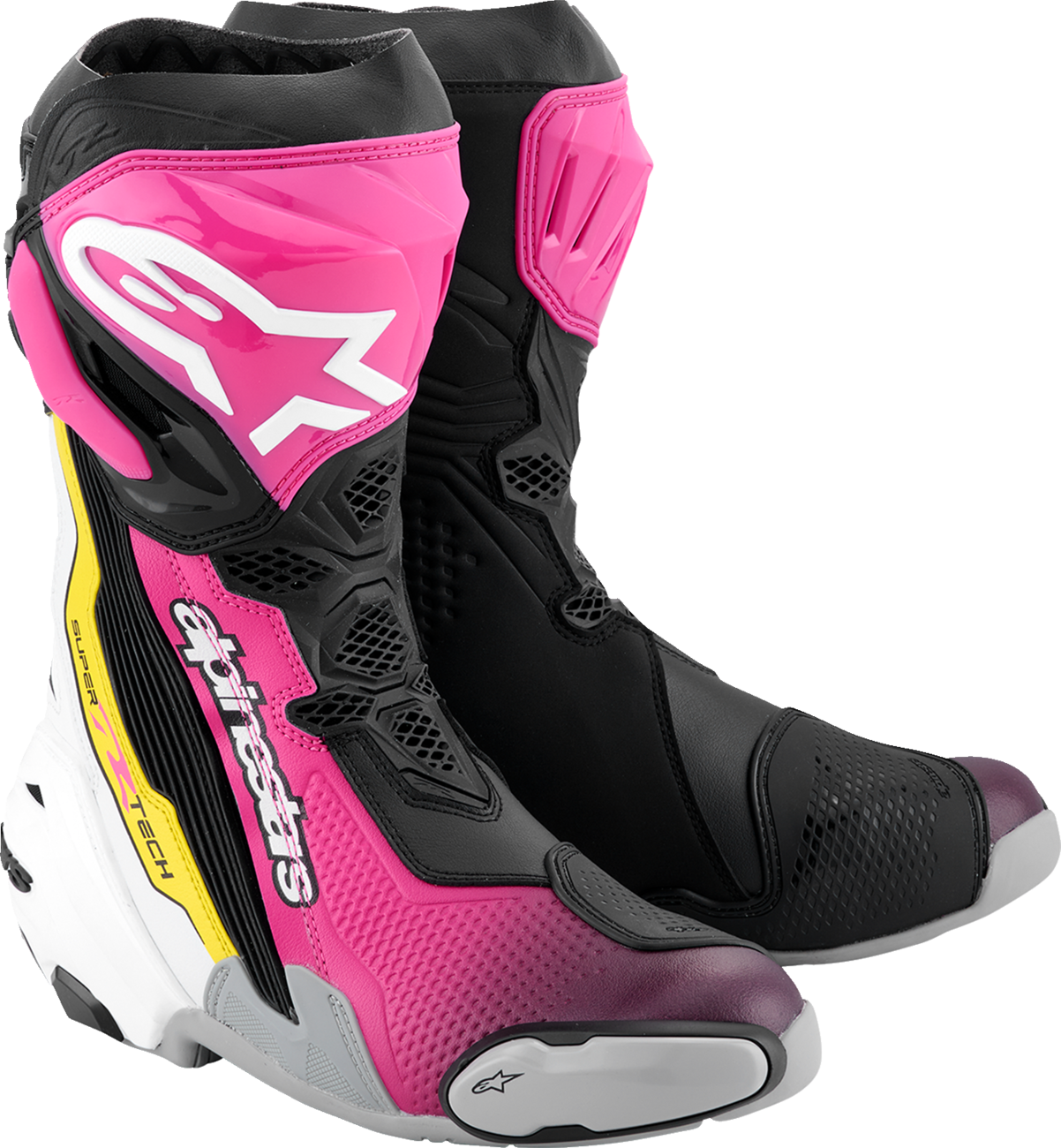 Alpinestars Supertech R Boots - Black/Magenta/White/Yellow
