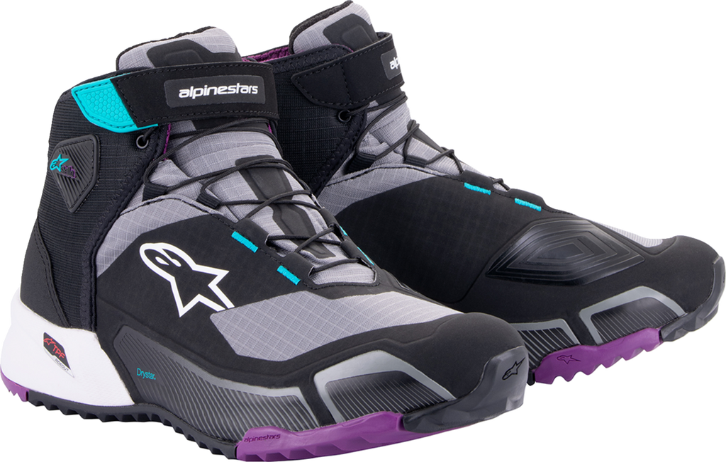 ALPINESTARS Stella CR-X Drystar® Shoes - Black/Gray/Teal/Purple - US 9.5