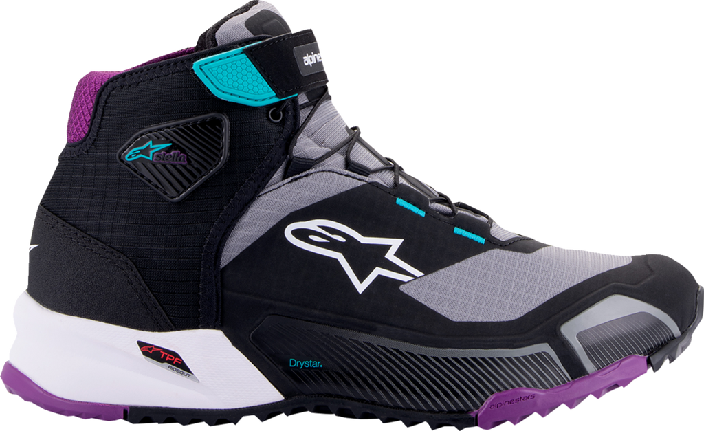 ALPINESTARS Stella CR-X Drystar® Shoes - Black/Gray/Teal/Purple - US 9.5