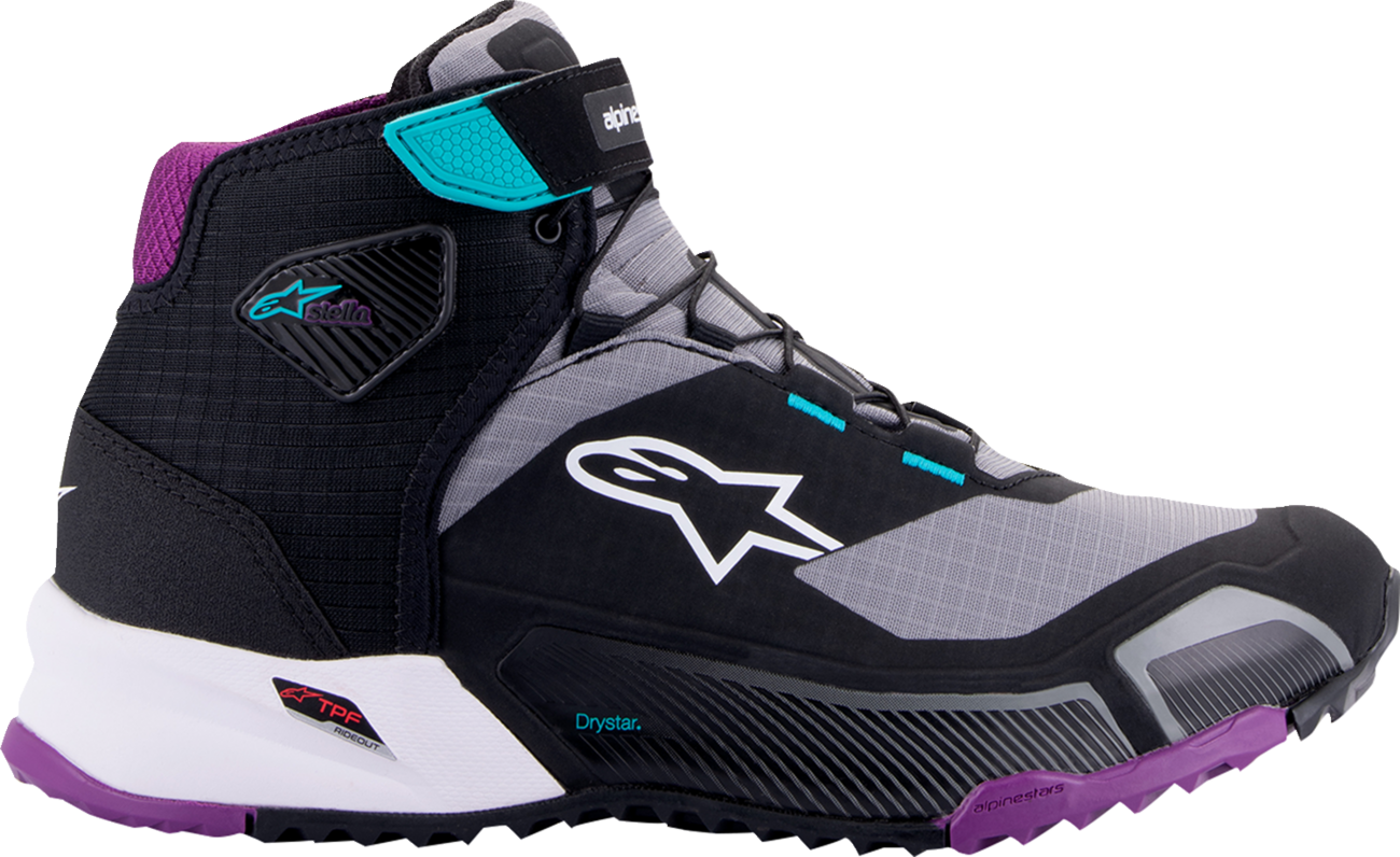 ALPINESTARS Stella CR-X Drystar® Shoes - Black/Gray/Teal/Purple - US 9.5