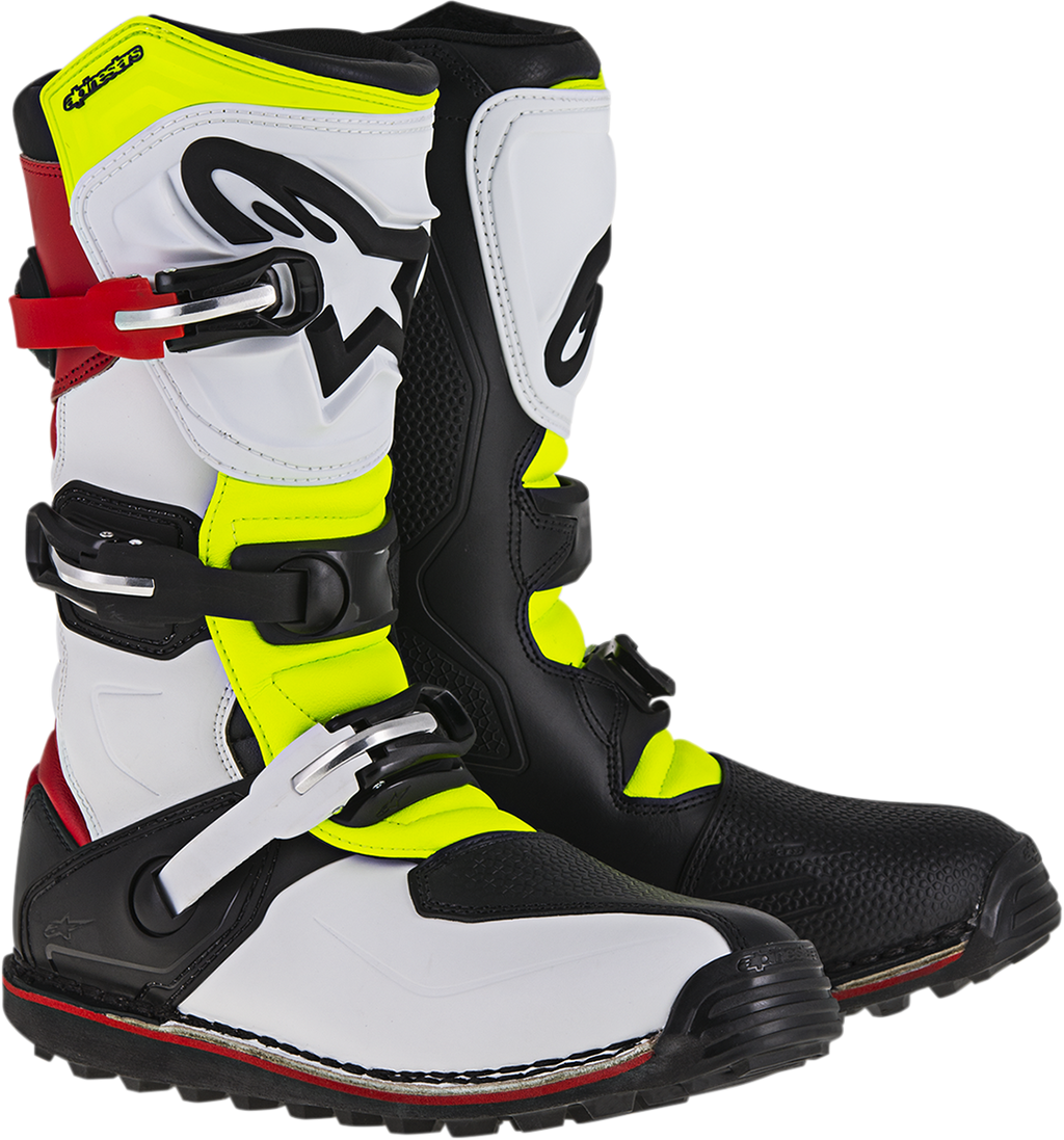 Alpinestars Tech-T Boots - White/Red/Yellow Fluorescent/Black