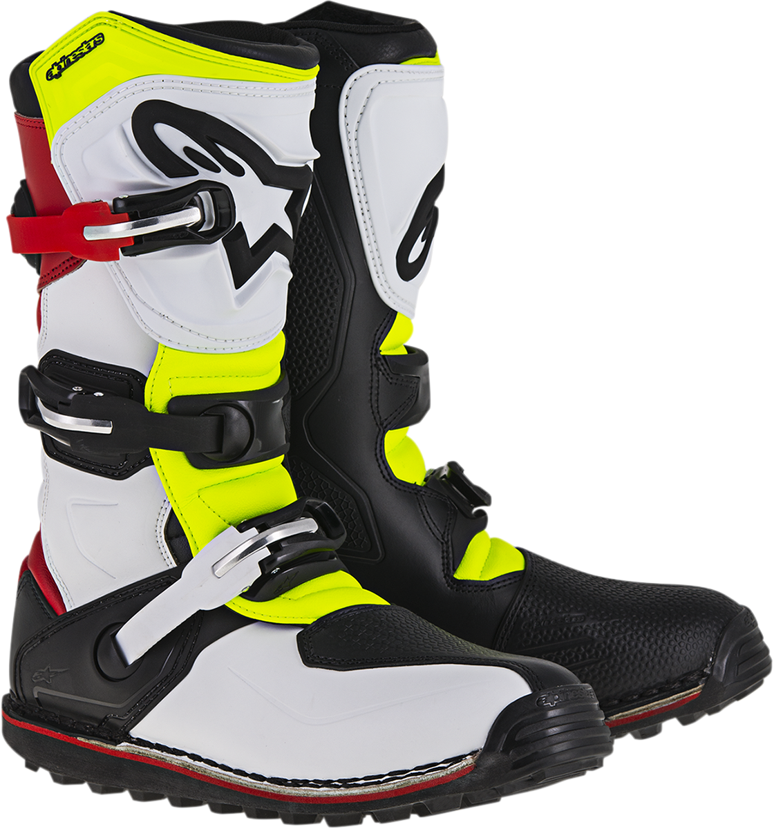 Alpinestars Tech-T Boots - White/Red/Yellow Fluorescent/Black