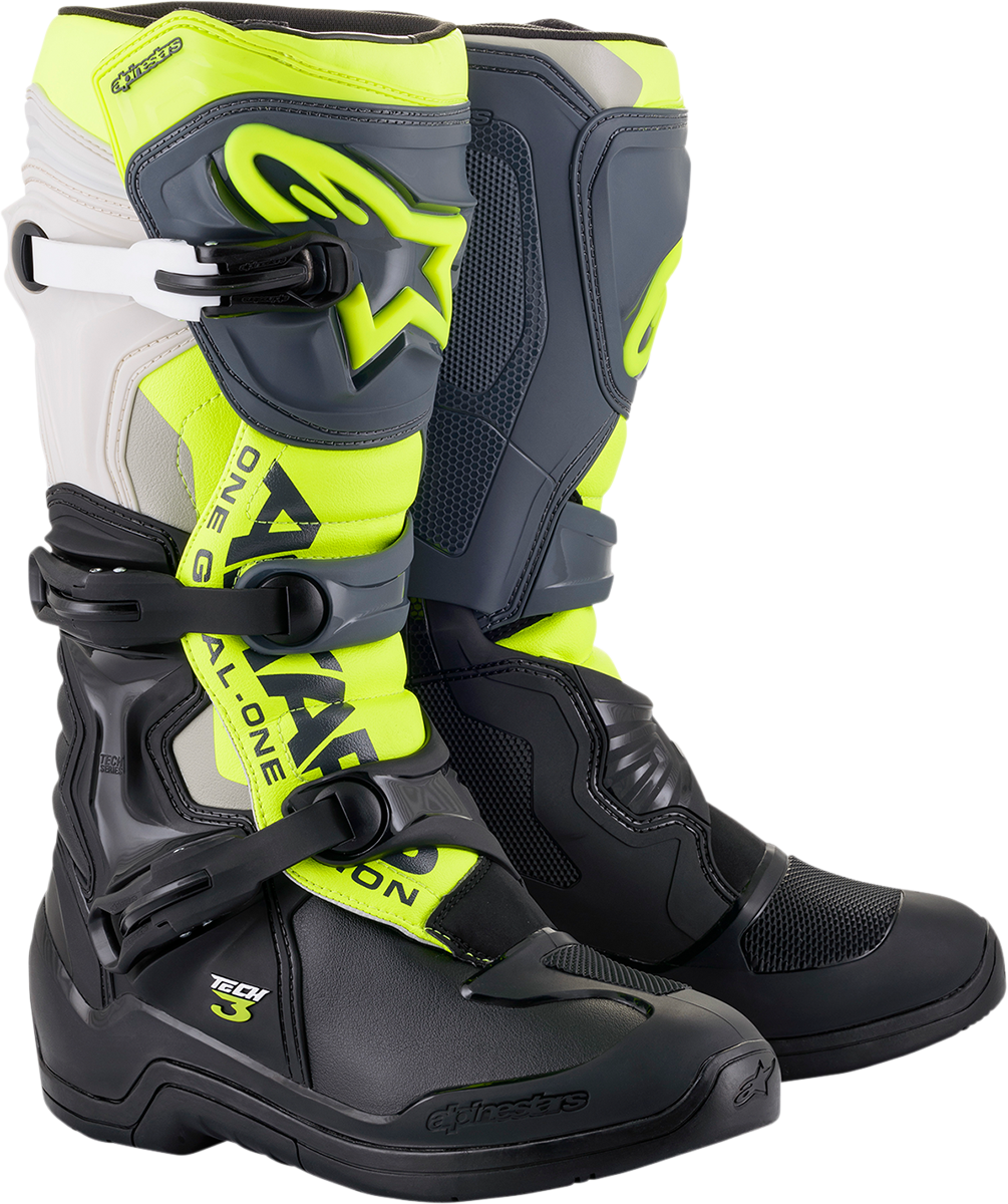 Alpinestars Tech 3 Boots - Black/Gray/Yellow Fluorescent