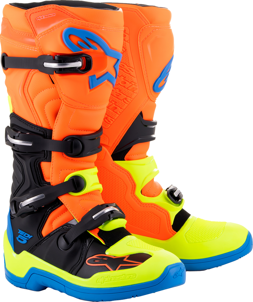Alpinestars Tech 5 Boots - Orange Fluorescent/Blue/Yellow Fluorescent