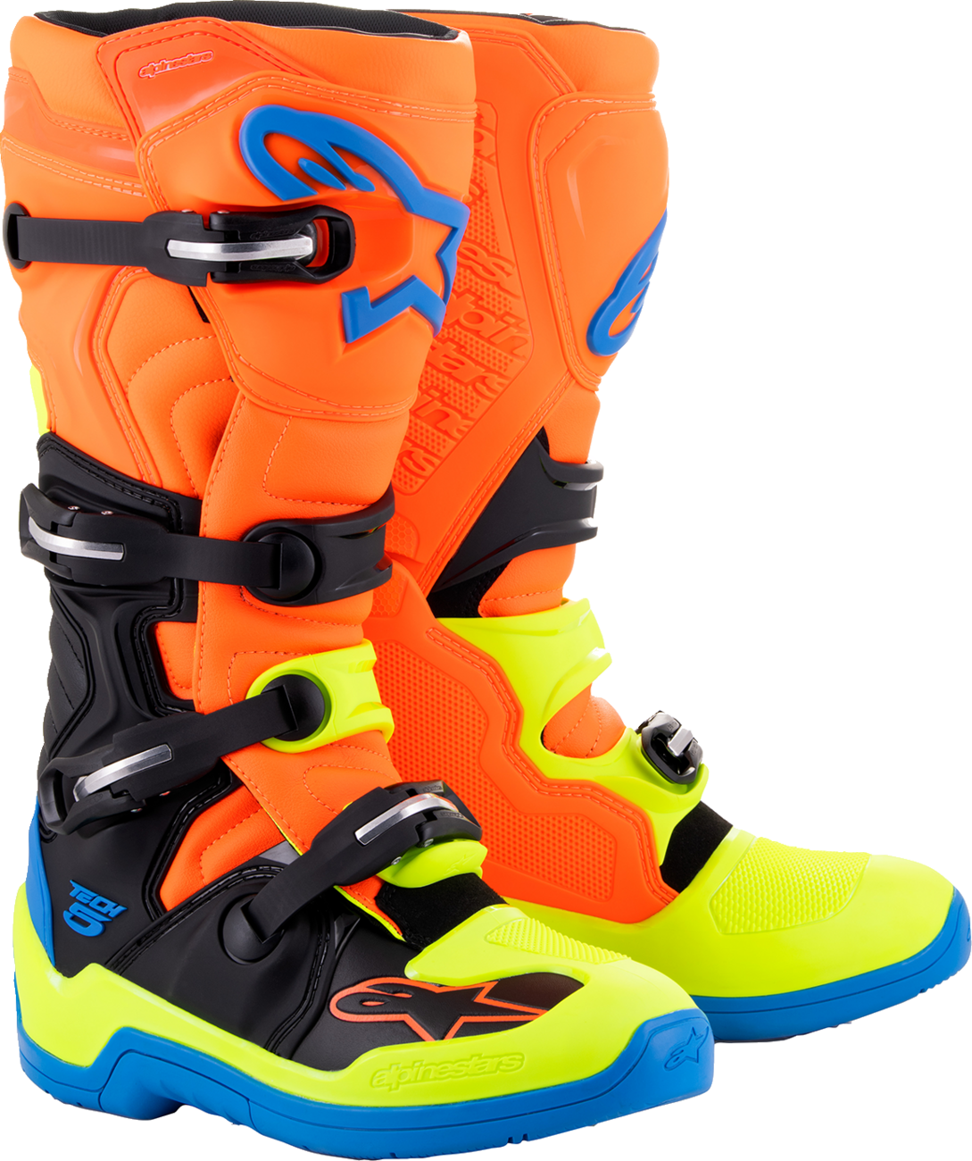 Alpinestars Tech 5 Boots - Orange Fluorescent/Blue/Yellow Fluorescent