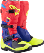 Alpinestars Tech 3 Boots - Red/Blue/Yellow Fluorescent