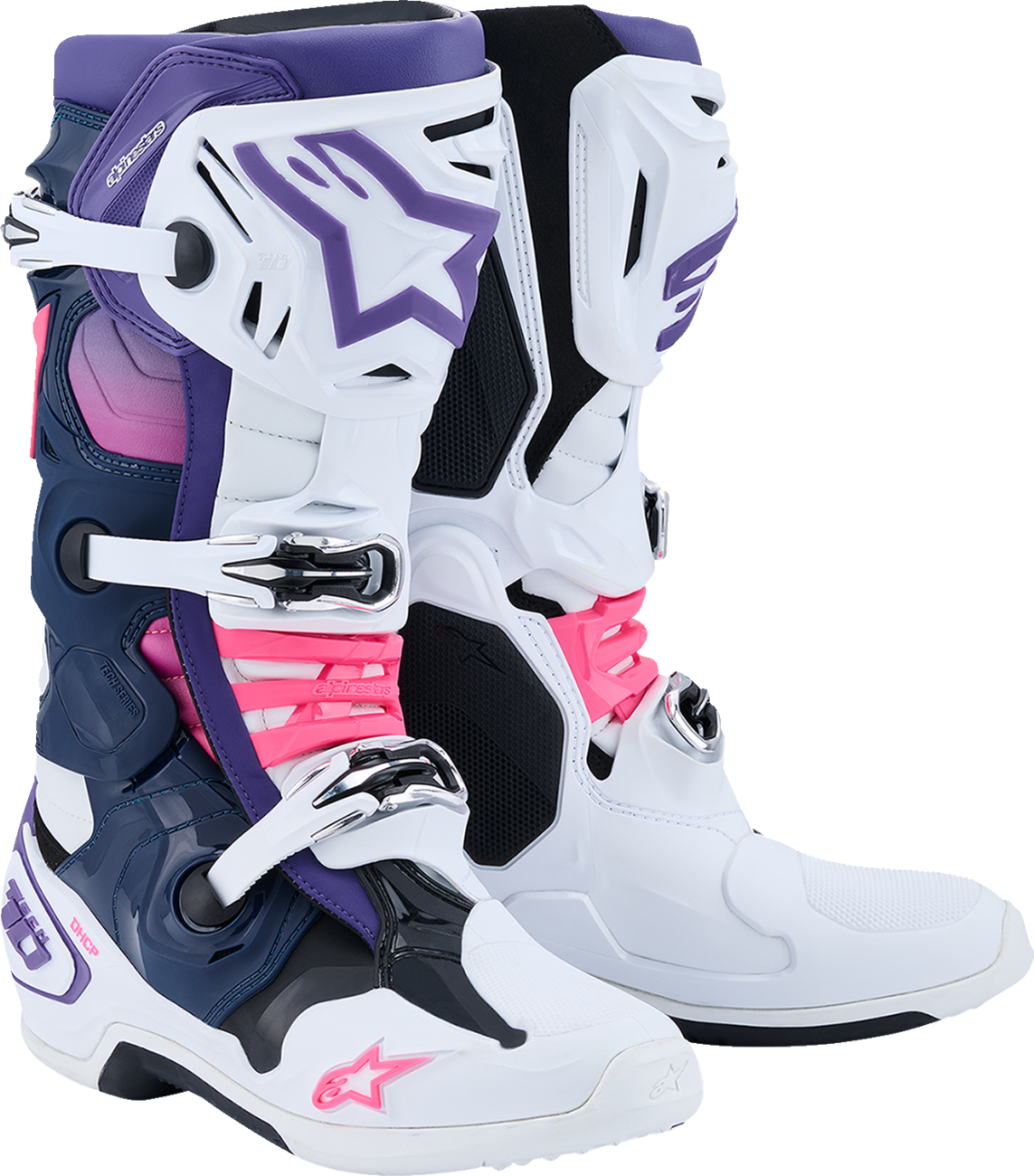 Alpinestars Tech 10 Boots - White/Violet/Navy/Pink Fluorescent