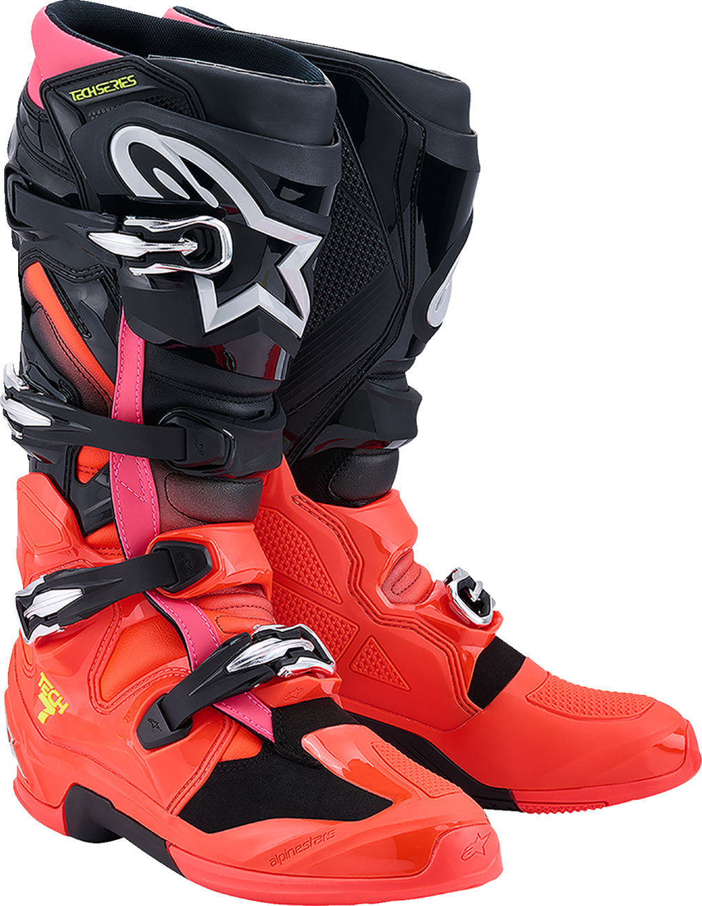 Alpinestars Tech 7 Boots - Black/Fluorescent Red/Fluorescent Pink