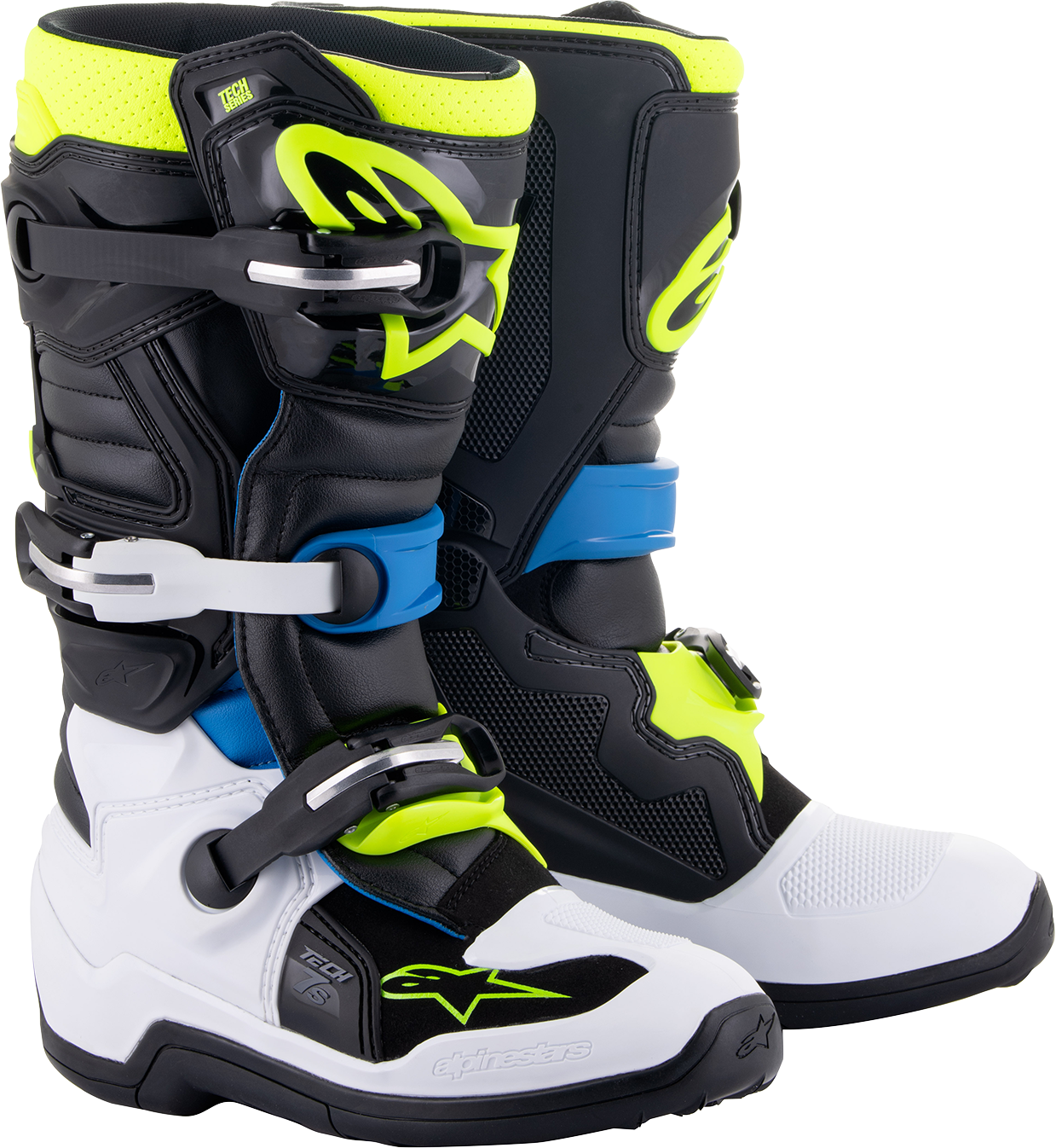 Alpinestars Youth Tech 7S Boots - Black/Blue/Yellow