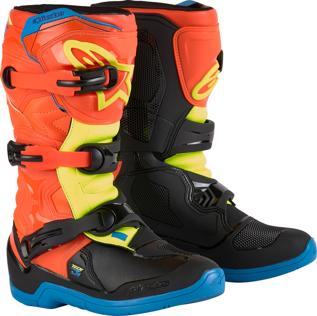 ALPINESTARS Youth Tech3S Boots - Orange/Blue/Yellow/Black - US 2 / EU 34