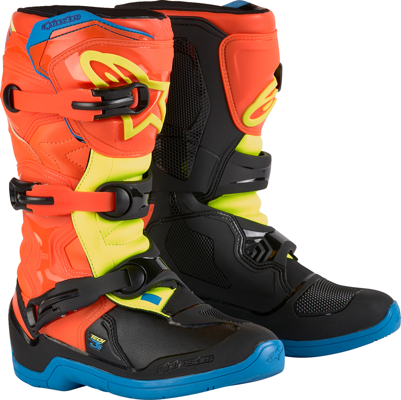 ALPINESTARS Youth Tech3S Boots - Orange/Blue/Yellow/Black - US 2 / EU 34