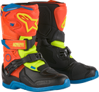 ALPINESTARS Kids Tech 3S Boots - Fluorescent Orange/Fluorescent Yellow/Blue - US 10 / EU 28
