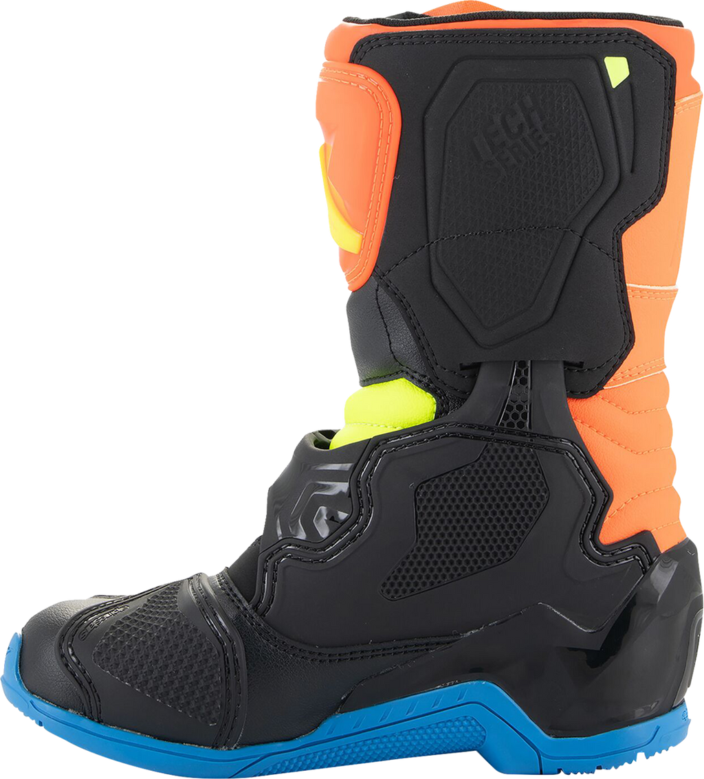 ALPINESTARS Kids Tech 3S Boots - Fluorescent Orange/Fluorescent Yellow/Blue - US 10 / EU 28