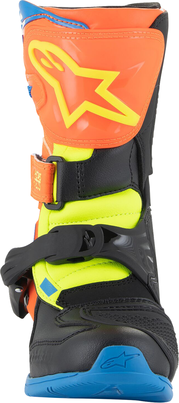 ALPINESTARS Kids Tech 3S Boots - Fluorescent Orange/Fluorescent Yellow/Blue - US 10 / EU 28