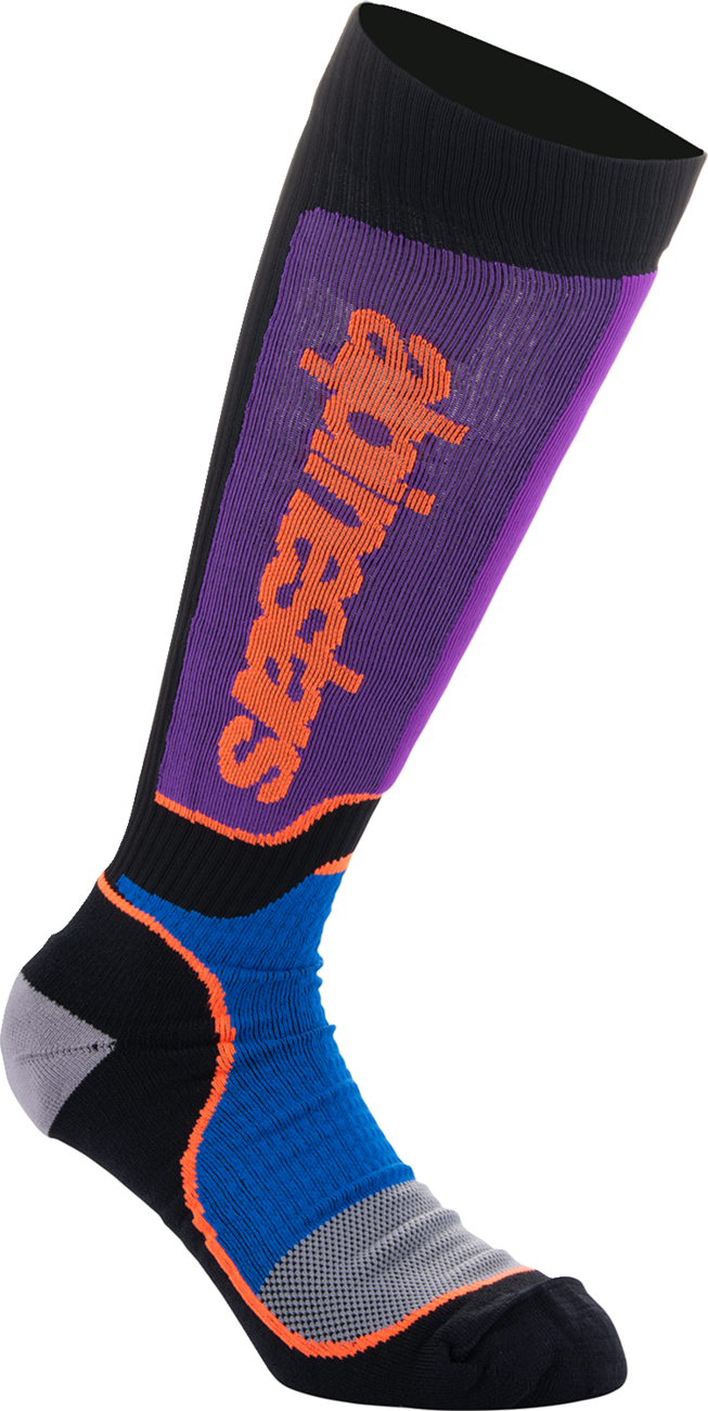 ALPINESTARS Youth MX Plus Socks - Black/Purple/Blue/Orange - Medium/Large