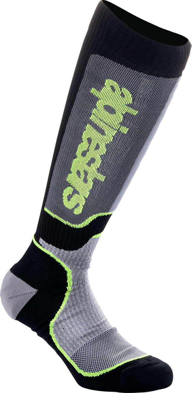 ALPINESTARS Youth MX Plus Socks - Black/Gray/Yellow - Medium/Large