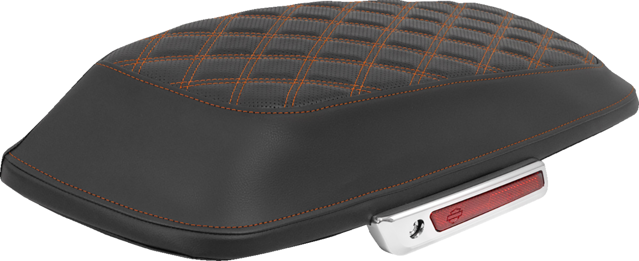 SADDLEMEN Saddlebag Lid Covers - Lattice - Orange Stitch - FLH/FLT '14-'25